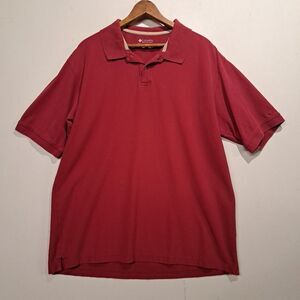 Columbia Men's Polo Collared Short Sleeve Shirt Large Red 100% Cotton